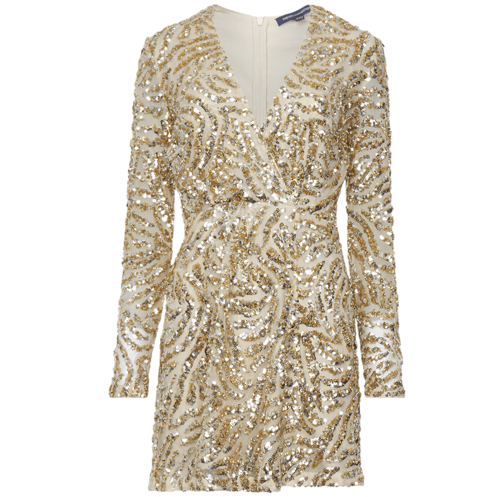 French Connection Deniz Embellished Long Sleeve Midi Dress